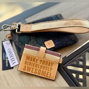 Consuela Rattler Combi Wristlet Wallet Snake Print Card Case Set NWT